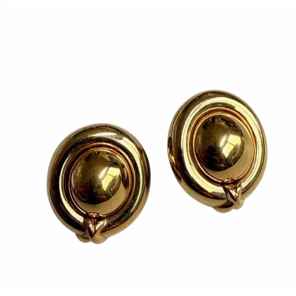 Monet Vintage Gold Tone Dome Earrings